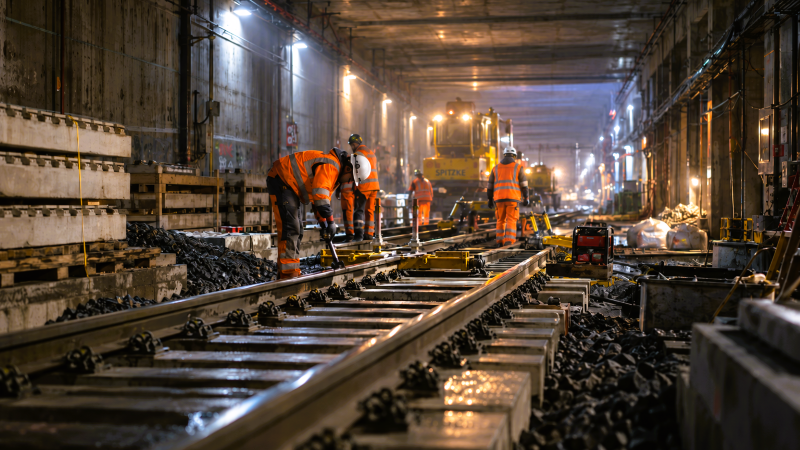 Baustelle im Tunnel