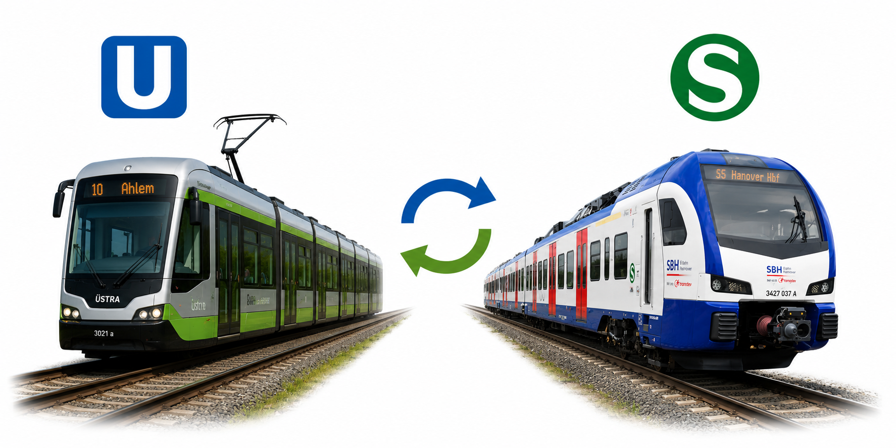 Symbolbild zur Verknüpfung von Stadtbahn und S-Bahn in Hannover